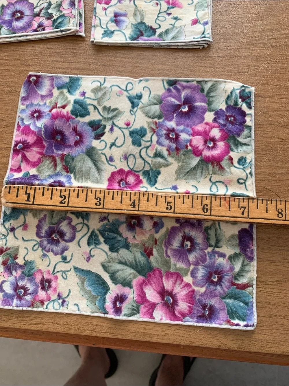 Floral Cotton Dinner Napkins in Purple and Pink - Set of 4